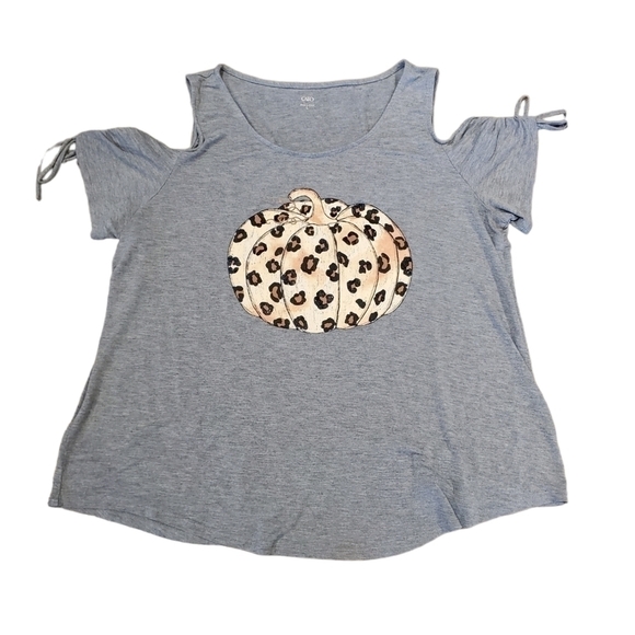 CATO Cold Shoulder Pumpkin Design Top Sz Large - Picture 4 of 12